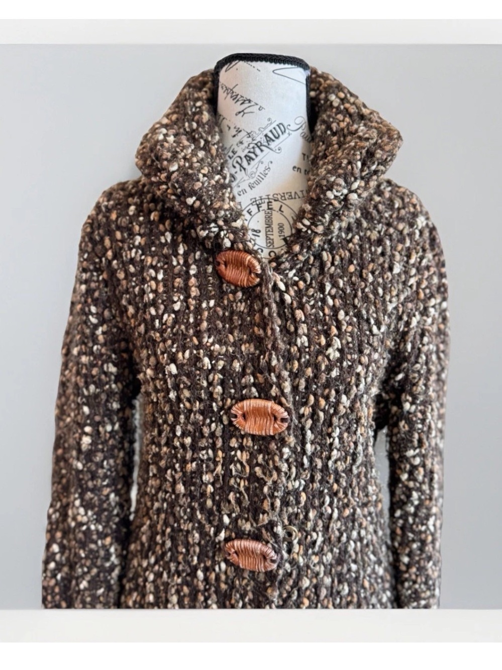 Anthropologie Curio Chunky Knit Snap Button Hooded Cardigan Sweater Coat Size PM - Picture 3 of 11